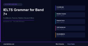 IELTS grammar structures for Band 7+ — conditionals, passive, relative clauses