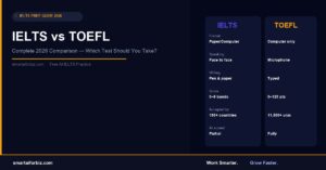 IELTS vs TOEFL comparison 2026 — format, scoring and which test to choose