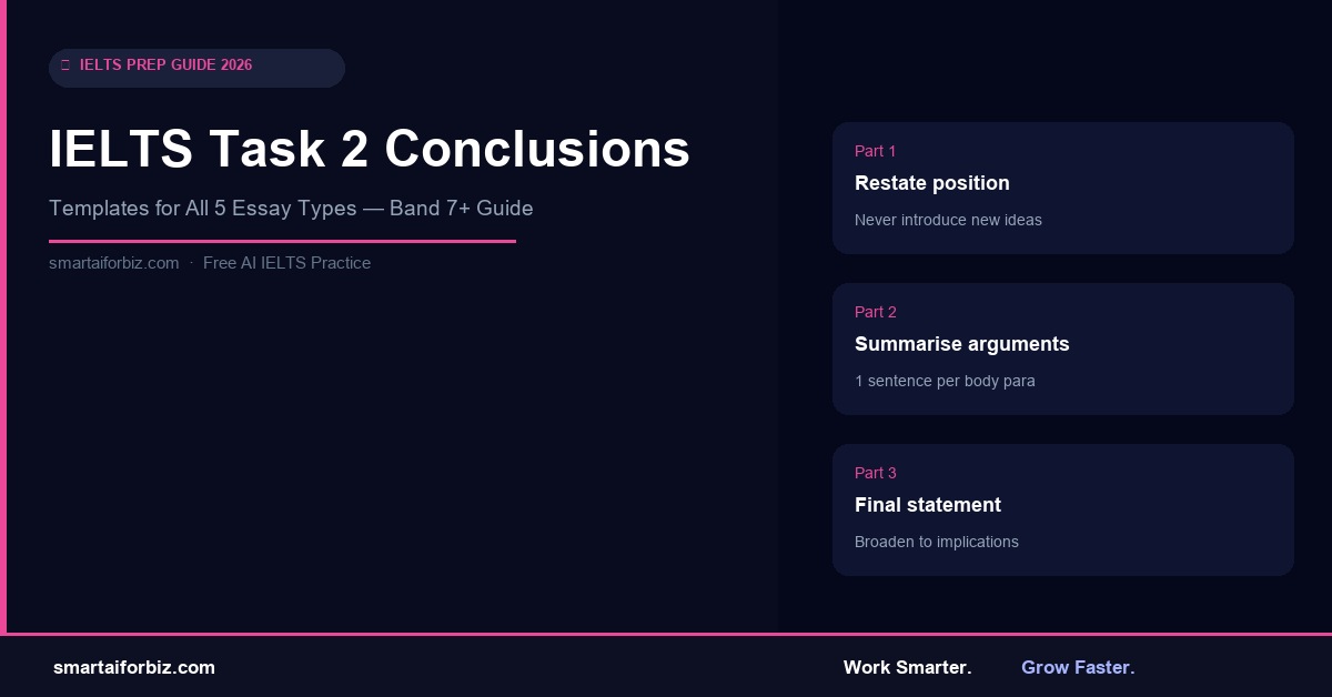IELTS Writing Task 2 conclusion templates for all 5 essay types — Band 7+ guide